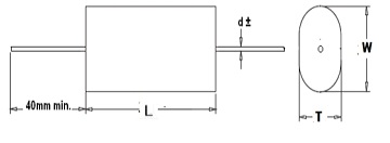 PCB Mountable Capacitors Axial Flat (Oval shape) type